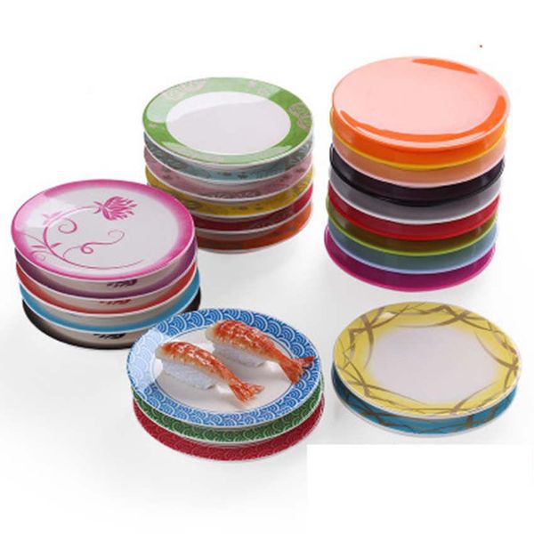 

food sushi melamine dish rotary sushi plate round colorful conveyor belt sushi serving plates zza1503 50pcs