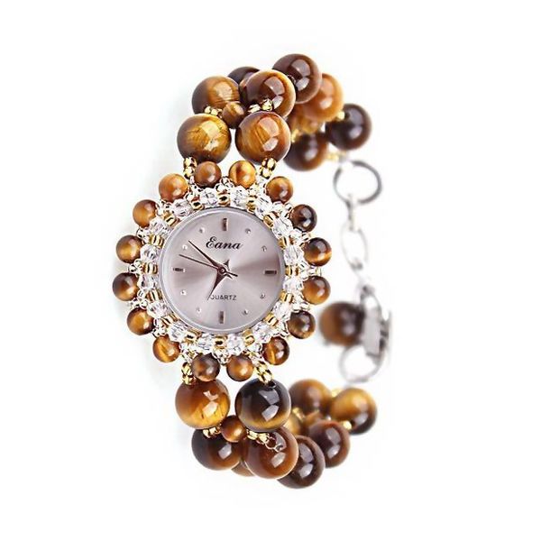 

eana brand watch wholesale natural tigereye bracelet watch fashion ladies birthday gift, Slivery;brown