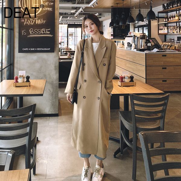 

deat] 2019 new spring turn-down collar long sleeve double breasted pockets brief warm down jacket women parkas fashion jz581, Black