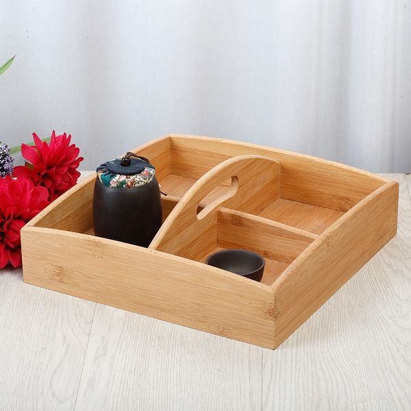 

creative portable wooden dried fruit plate solid wood box snack sugar storage compartmen dishes plates