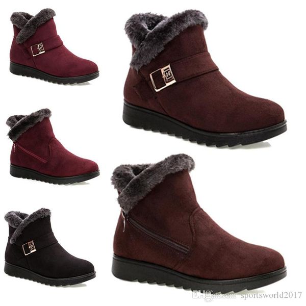 

2020 non-brand winter women snow boots triple black wine red brown suede ankle boots mother shoes keep warm 36-40 style 42