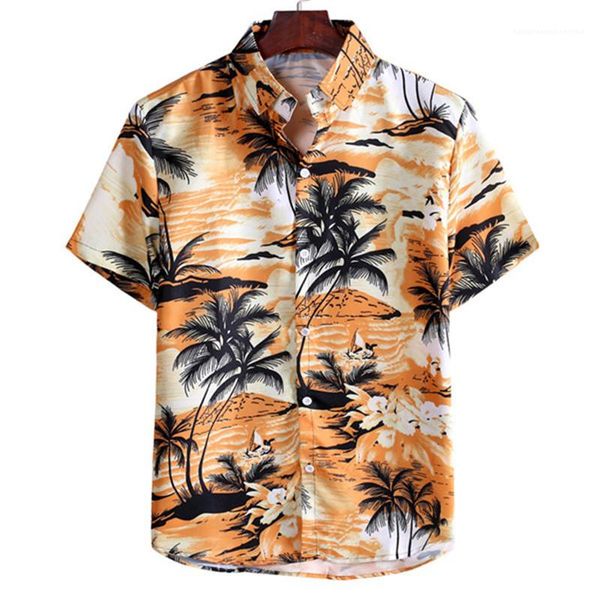 

color shirts fashion turn down collar mens shirts single breasted short sleeve summer clothing mens floral contrast, White;black