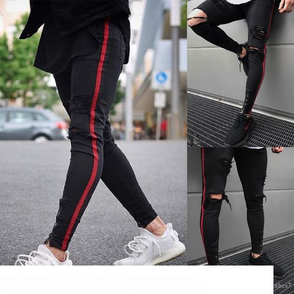 

retail green black destroyed mens slim denim straight biker skinny jeans casual long men ripped jeans size s-3xl ing, Blue