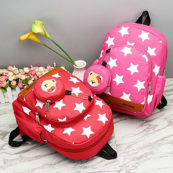 

2019 new children cartoon animal backpack star strap school bag for toddler kids girl boy nylon waterproof