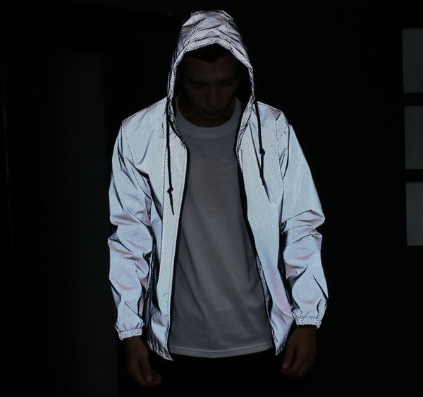 

мужчины женщины 3 м светоотражающая куртка повседневная хип-хоп ветровка ночь спортивное пальто флуоресцентная одежда, Black;brown