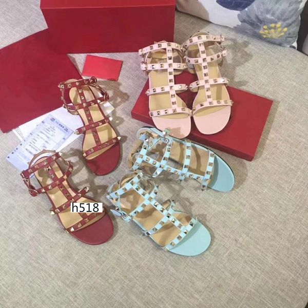 

high-quality women sandals wedding shoes patent leather rivets sandals women studded strappy dress shoessize 38, Black