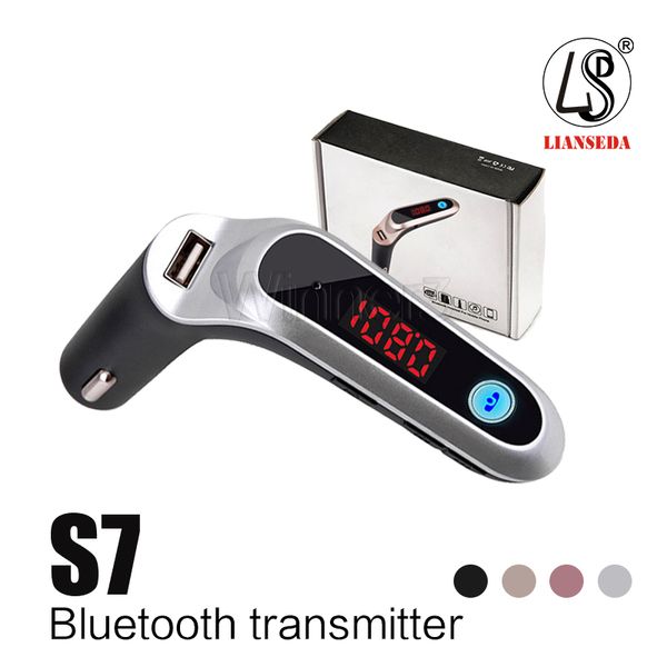 

fm transmitter s7 bluetooth car kit handsfm radio adapter led car bluetooth adapter support tf card usb flash drive aux input/output