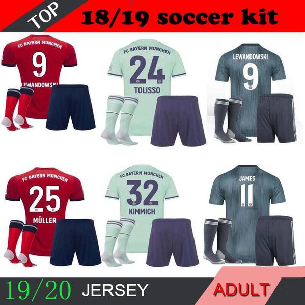 

james muller bayern munich kit 18 19 soccer socks home 2018 2019 vidal third lewandowski robben tolisso away 3rd kit, Black