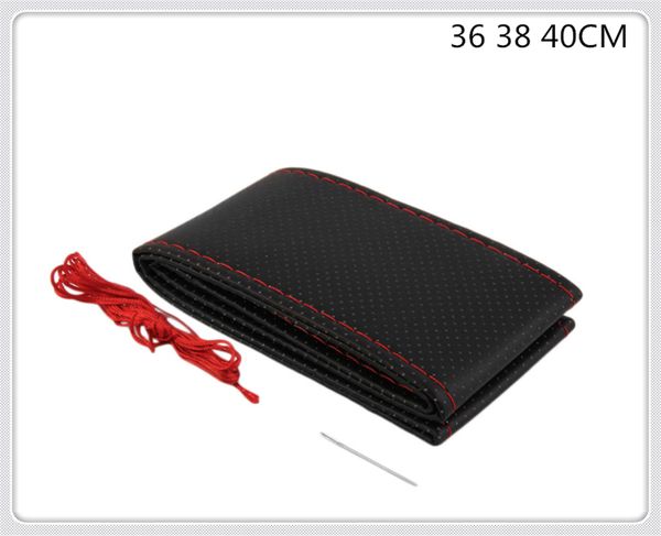 

car steering wheel cover with needle and threaded faux leather case for glc63 gla45 gla g650 e63 e-class a170