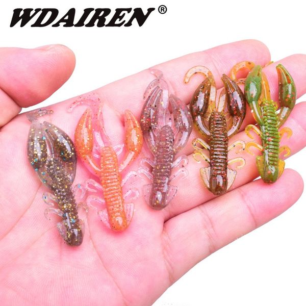 

5pcs/lot soft baits fishing lures 5cm 2g jigging wobbler swivel rubber lure fishing worms shrimp salt smell bass fishing tackle