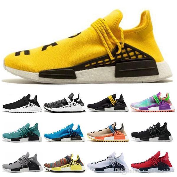 

human fashion race hu trail pharrell williams men running shoes for womens nerd black cream orange red runner sneakers size 36-47