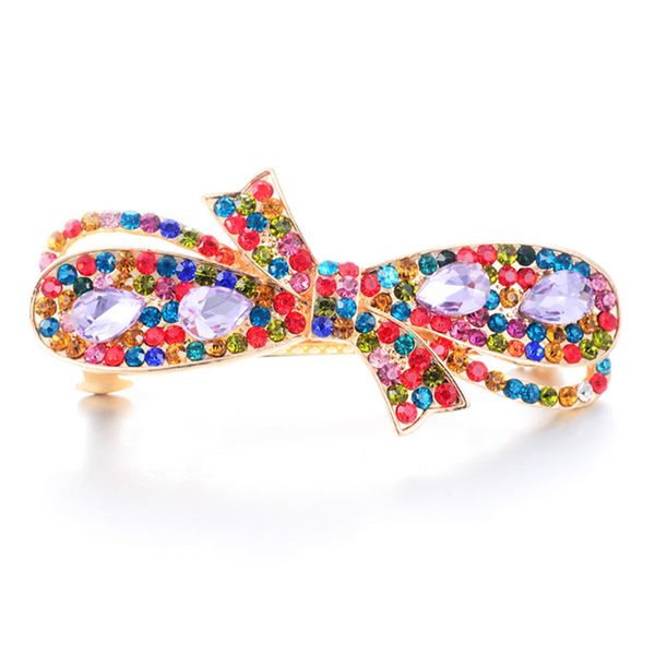 

women flowers barrettes hair jewelry rhinestone crystal bow-knot hairclips brand gold color hairpins wedding hair accessories, Golden;white