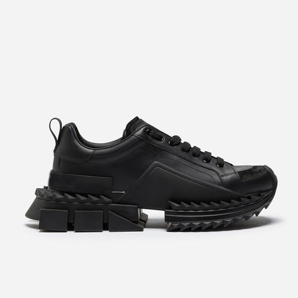 

d super king sneakers sorrento 2019 casual shoes platform for men women lace up trainer napa leather sports shoe rubber bottom, Black