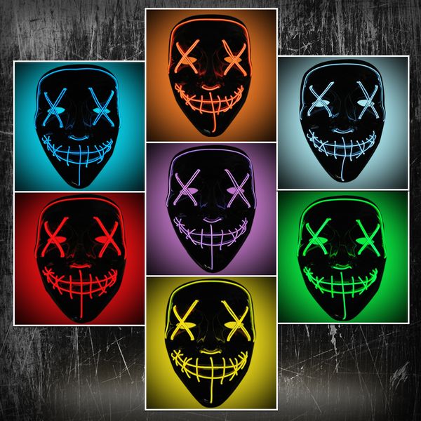 

halloween mask led light up party masks the purge election year great funny masks festival cosplay costume supplies glow mask