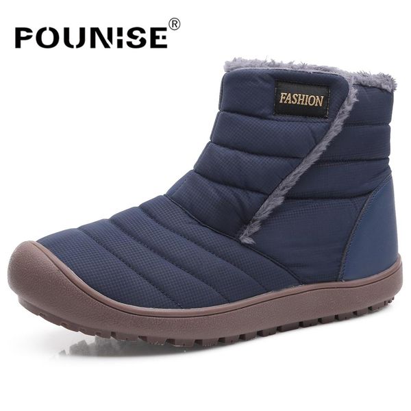 

men winter shoes ankle boots fashion waterproof snow boots man warm plush outdoor male footwear winter sneakers plus size 36-46, Black