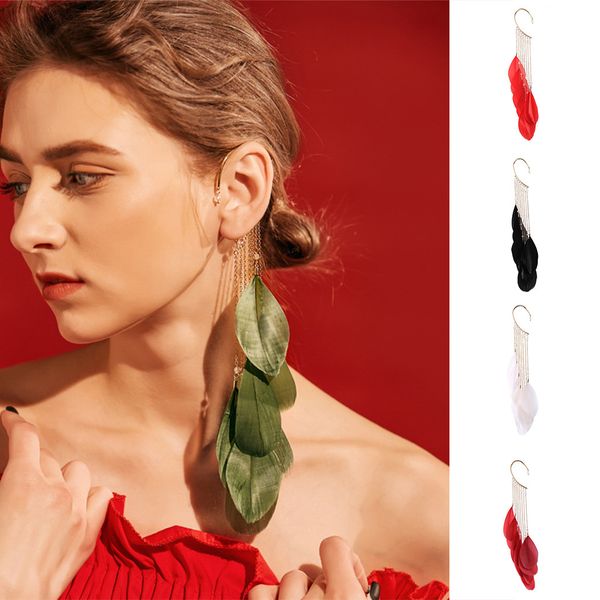 

otoky earrings 2019 women's earring feather single alloy tassel drop earrings for women fashion jewelry 19may22, Silver