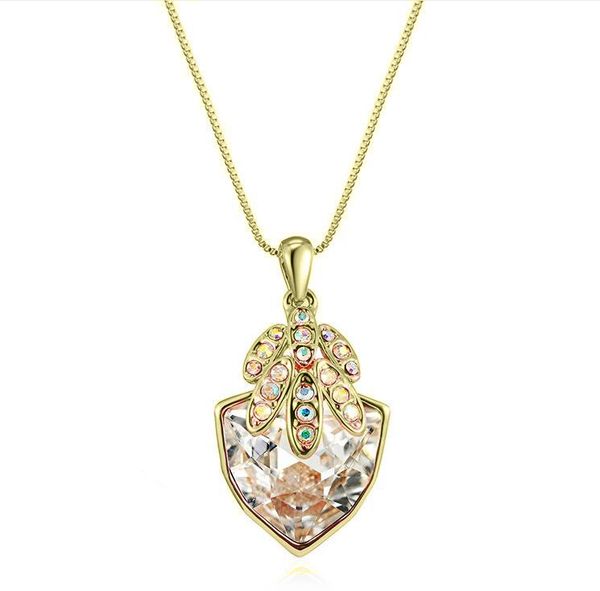

fashion women gift austria crystal necklace gold chain pendant necklaces women jewelry design crystal necklaces & pendants, Golden;silver