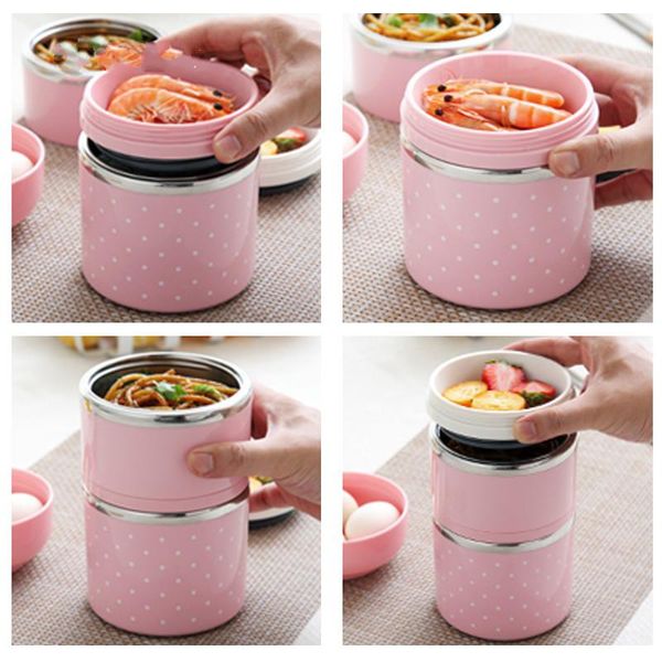

cute korean thermal lunch box leak-proof stainless steel bento box kids portable picnic school food container