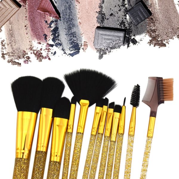 

12pcs shiny makeup brushes set foundation loose powder brush eyeshadow eyelash eyeliner brush cosmetic kit