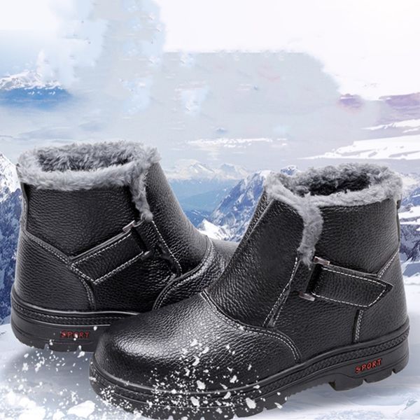 

2019 thick warm male cotton shoes winter safety shoes non-slip anti-static wear-resisting safety boots high-work, Black