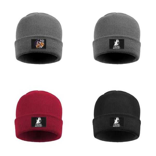 

fashion freddie mercury fine knit beanie hats stylish logo freddie mercury fucking nice liza bohemian mens rhapsody tees gray poster, Blue;gray