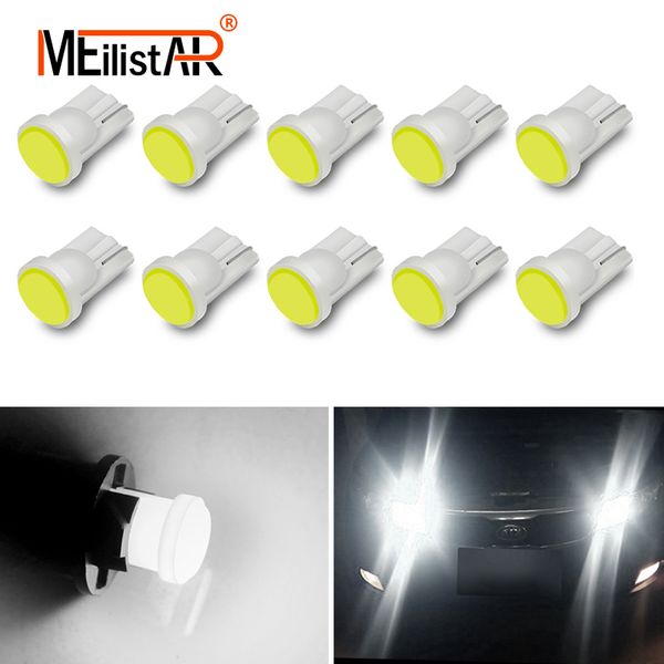 

10pcs car led ceramic interior led t10 cob w5w 194 168 wedge door instrument side bulb lamp car white source 12v styling
