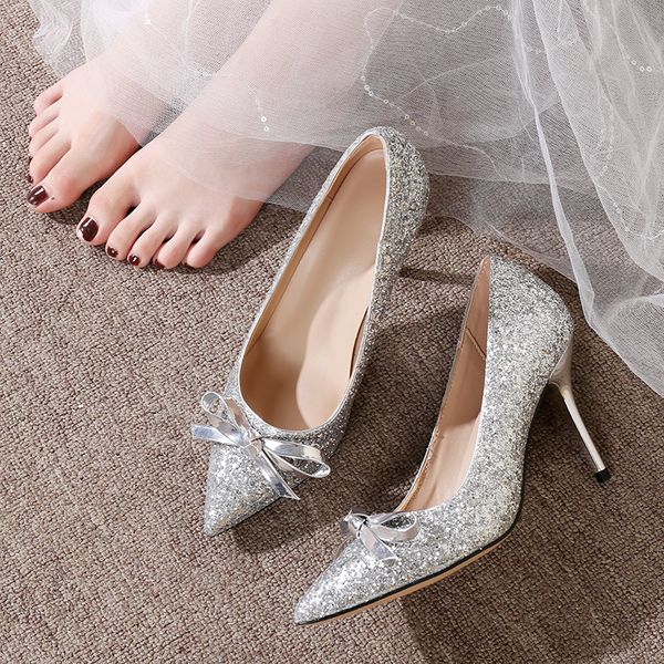 

2019 brief pumps beige high heels bling bling crystal shoes pointed wedge slip om sandals ladies lace-up latest sweet black