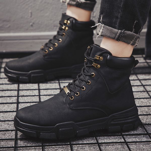 

new men's english men's boots male comfortable shoe 2019, Black