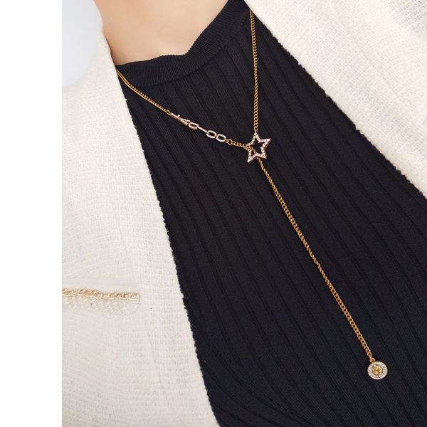 

d home zircon letter sweater chain di home advanced temperament 2020 necklace, Silver