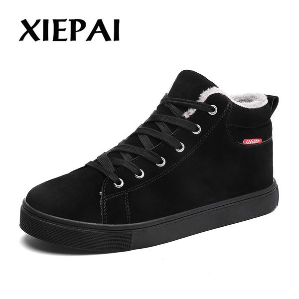 

2019 2018 new winter shoes men comfortable fur mens boots fashion super warm shoes men winter men's boots, Black