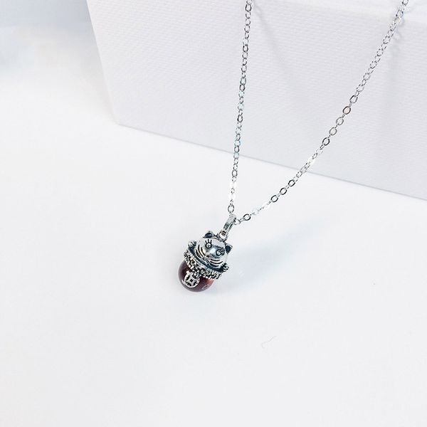 

925 sterling lucky cat red stone animal vintage necklace ethnic thai silver pendant for women fashion jewelry gift 2020 japan