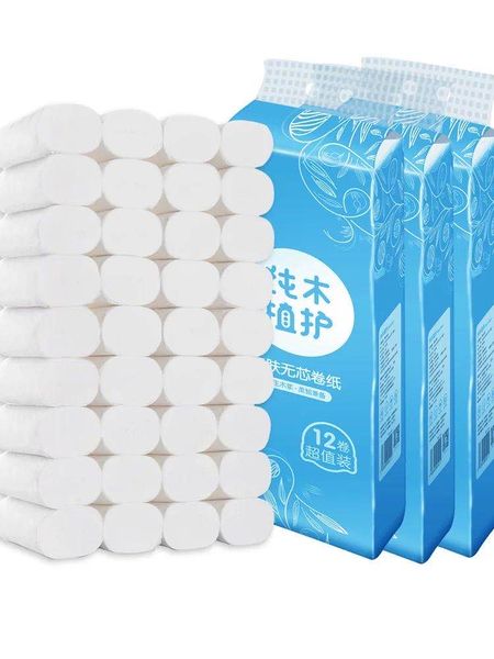 

семейная доступная загруженная утолщенная древесная масса без сердцевины рулонная бумага туалетная бумага