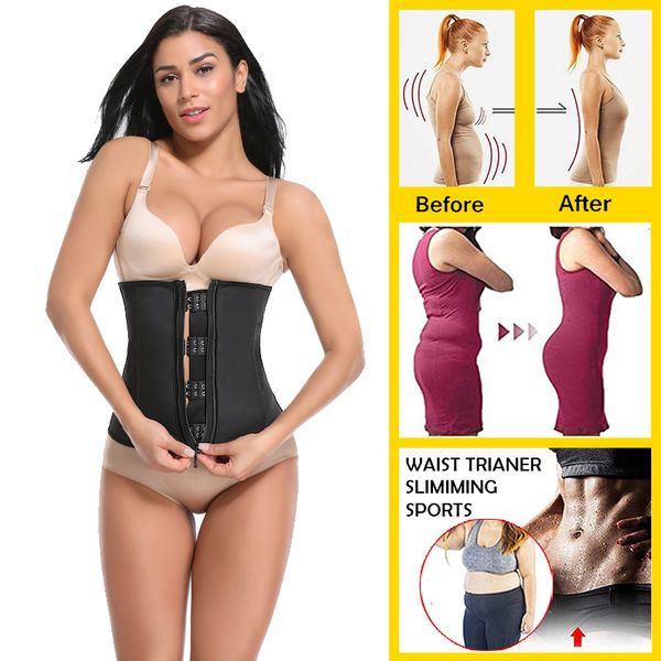

body shapers women waist women trainer corset body shaper black latex rubber steel boned zippers firm waist cinchers modeling strap tummy, Black;white