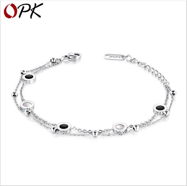 

fashion versatile double-sided black and white shell bracelet titanium steel ladies bracelet rose gold jewelry, Golden;silver