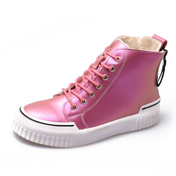 

women soft pu vulcanizes shoes woman lace up zip sneakers women's fur plush warm female fashion casual ladies platform shoes, Black