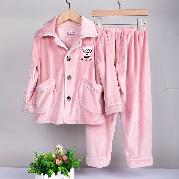 

new flannel childrens coral fleece warm pajamas mens and womens childrens autumn and winter elastic island fleece home service