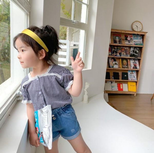 

2020 new style baby girls plaid blouse summer short sleeve kids girls shirts 1-6 years, White;black