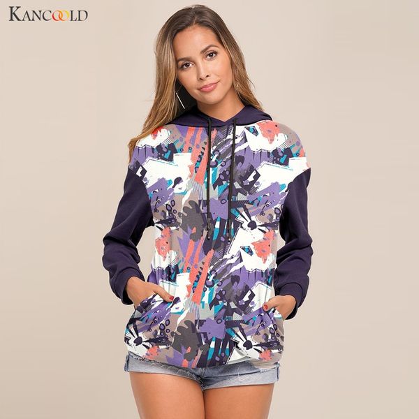 

kancoold sweatshirt women leopard print pocket hooded sweatshirts long sleeve pullover fashion new sweatshirt women 2019nov7, Black
