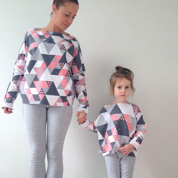 

2019 new mother and daughter hoodies mommy and me clothes fashion sweatshirt family matching clothes, Blue