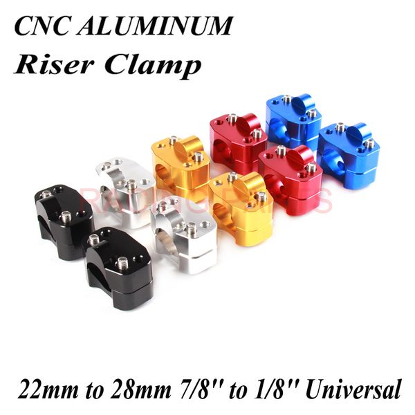 

cnc billet handlebar fat bar risers mount clamp adaptor 22mm to 28mm for pit dirt bike racing motorcycle enduro supermoto mx atv
