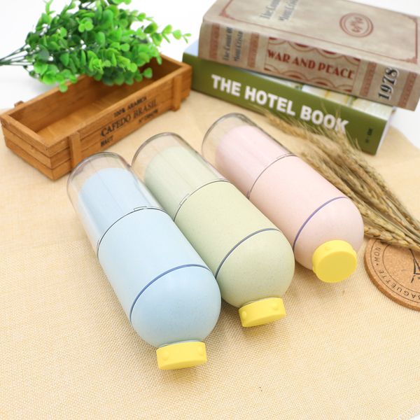 

portable wheat straw outdoor sports plastic insulated coffee travel drink bottle
