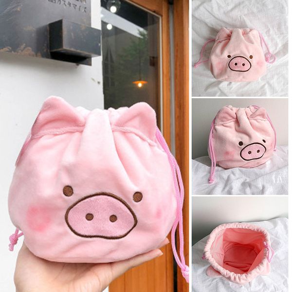 

cartoon plush cosmetic bag women girls drawstring makeup toiletries storage bag sale-wt