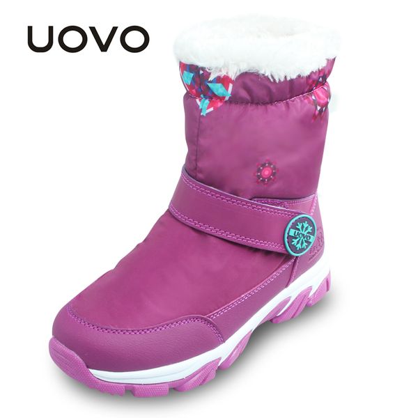 

uovo girls boots purple kids snow boots waterproof children warm winter shoes for children girls, Black;grey
