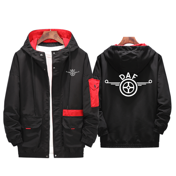 

windbreaker for daf men casual spring autumn lightweight jacket new arrival hooded contrast color zipper up jackets outwear