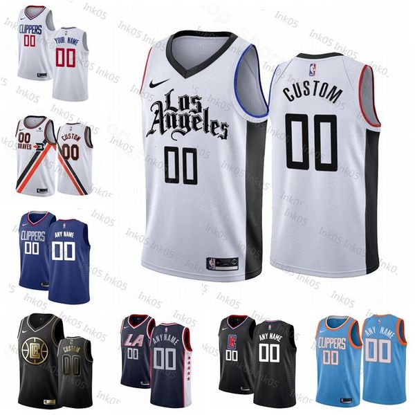 

customized la clippers custom men women kids name number 2020 basketball jerseys leonard george williams beverley griffin gallinari, Black;red