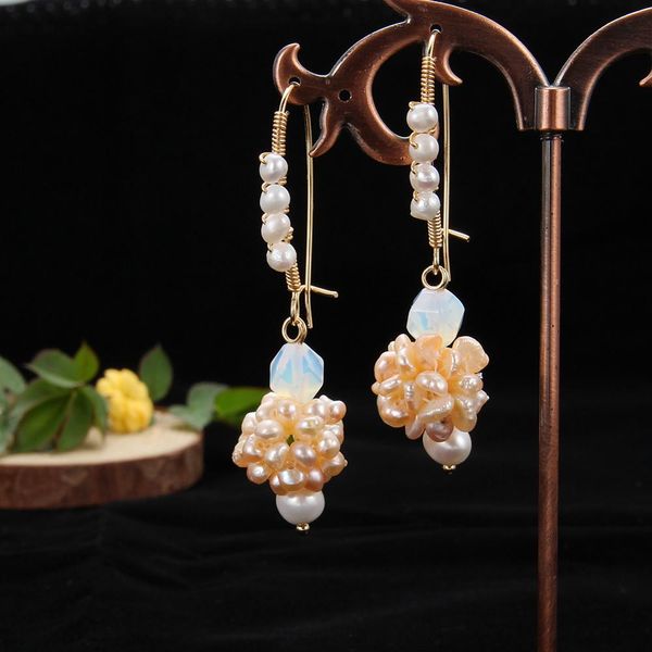 

seven girl original design pearl drop earrings freshwater pearl dangle earrings for women party fine jewelry, Golden;silver