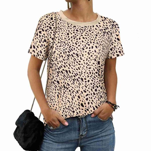 

women's t-shirt women leopard camouflage print short sleeve shirt slim fit, White