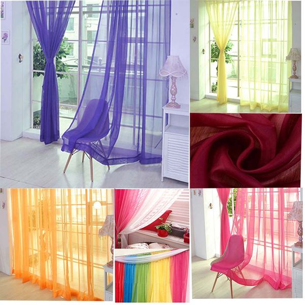 

2pcs home curtains 200cmÃ100cm chiffon material tulle for living room l restaurant decorating kitchen window decor