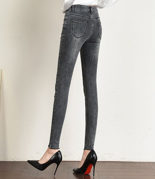 

light grey women's tailored waist and hip princess jeans bk3797, Blue