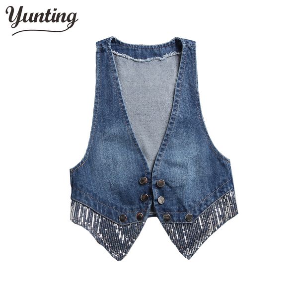 

new 2019 spring summer fashion women's cute girl denim vest jeans vest jacket ladies a waistcoat ing, Black;white